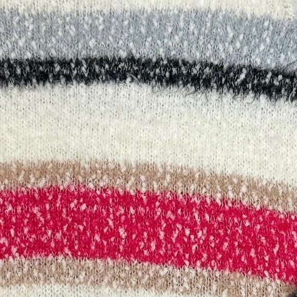 NEW Lane Bryant Striped Sweater Relaxed Fit Tie Neck Cream Pink Tan Gray 26/28 - Picture 2 of 6